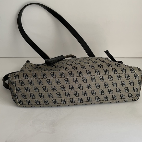 Dooney & Bourke Black Gray Leather Logo Canvas Bag - Picture 12 of 13